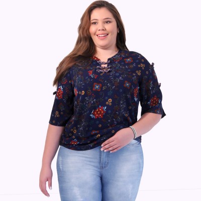 Blusa Allana Lacinhos Plus Size