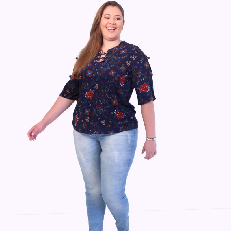 Blusa Allana Lacinhos Plus Size