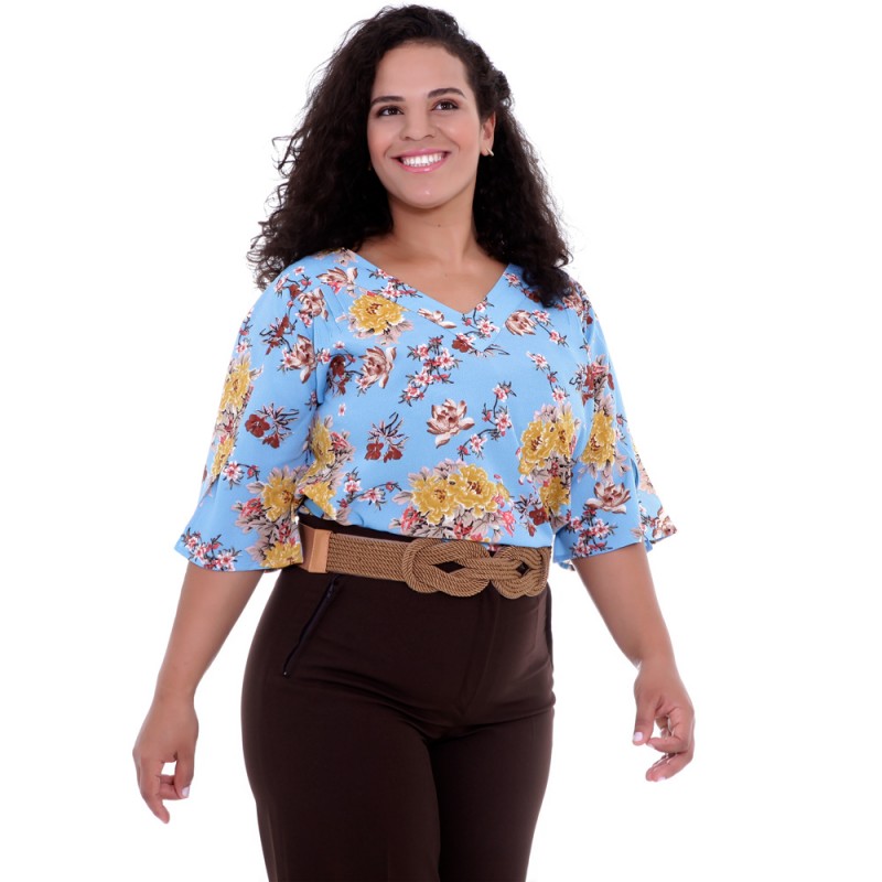 Blusa Azul Francheska  Plus size