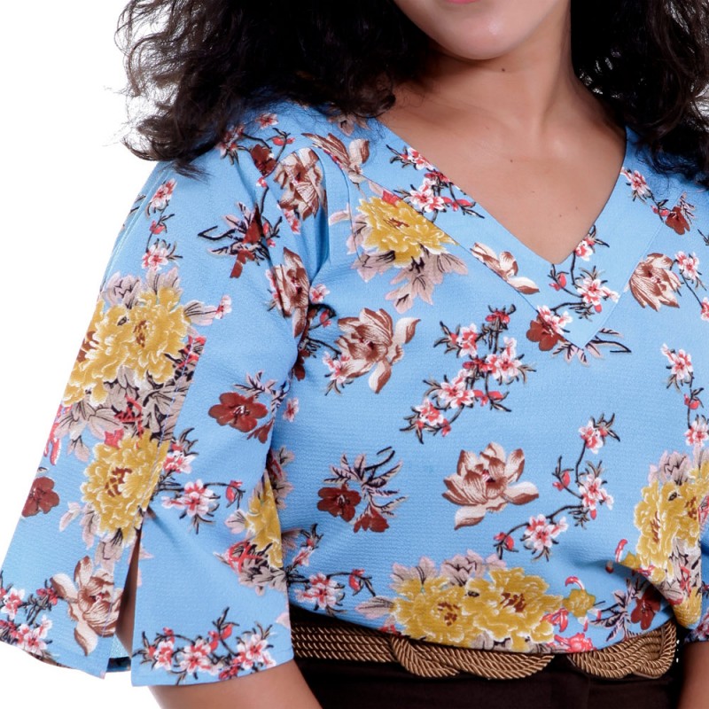 Blusa Azul Francheska  Plus size