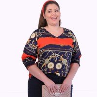 Blusa Estampa Lenço Plus Size
