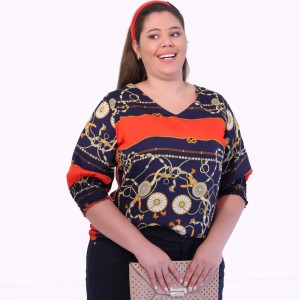 Blusa Estampa Lenço Plus Size