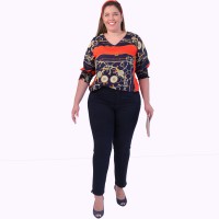 Blusa Estampa Lenço Plus Size