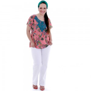 Blusa Fridinha Vermelha Aplicação Plus Size