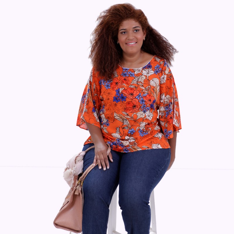 Blusa Lanna  Orange Plus Size