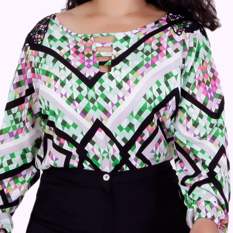 Blusa Manga Longa Kauana Plus Size