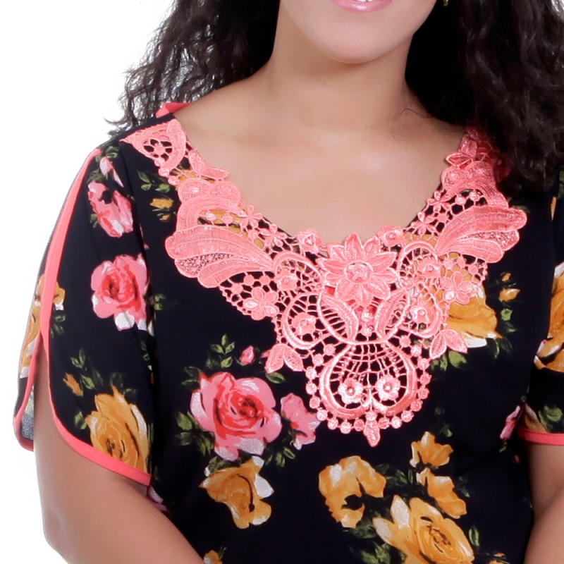 Blusa Preta Fiorella Plus Size