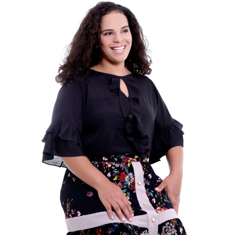 Blusa Preta Jabôo Plus Size
