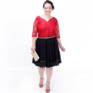 Blusa Red Renda Decote Bordado Plus Size 