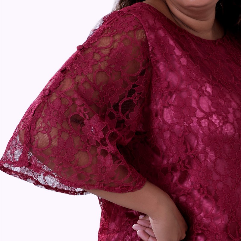 Blusa Renda Vinho Plus Size
