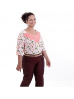 Blusa Rosa Mya Aplicação Plus Size