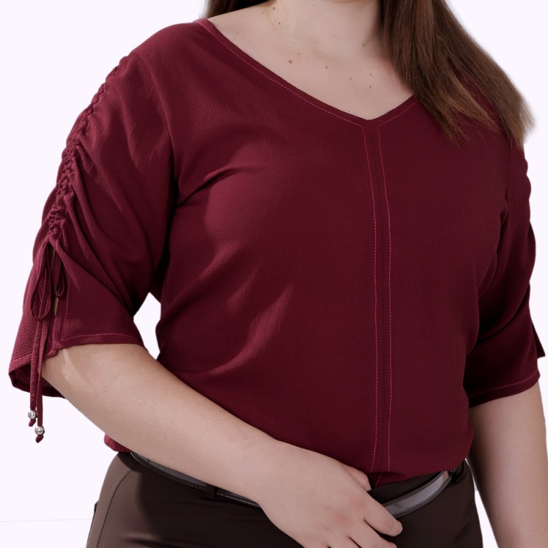 Blusa Vinho Repuxe Upstart Plus Size