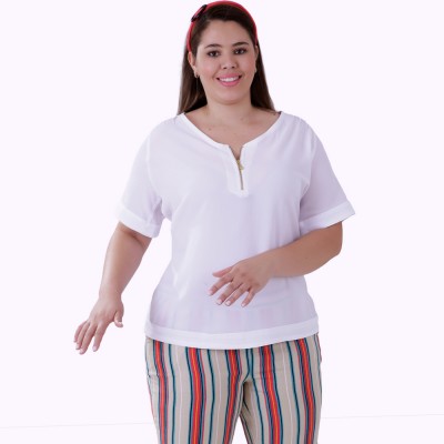 Blusa Vintage Zipper Plus Size