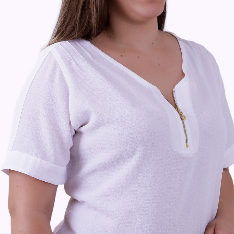 Blusa Vintage Zipper Plus Size