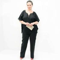 Kaftan Marroquina Bordado Dourado Plus Size