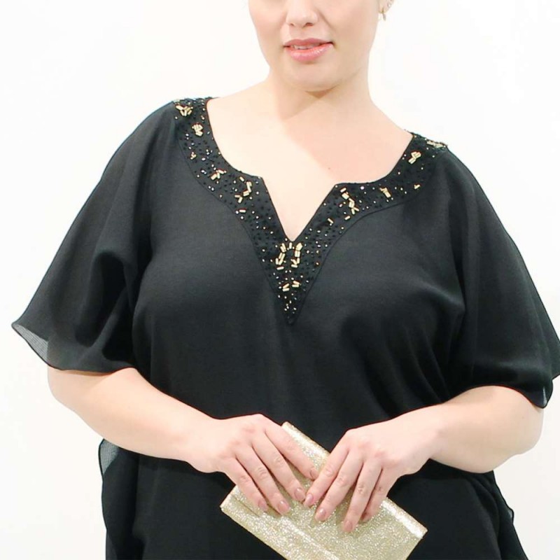 Kaftan Marroquina Bordado Dourado Plus Size