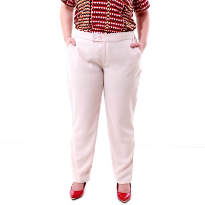 Calça Crepe Básica Bege Plus Size