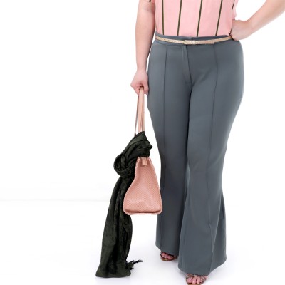 Calça Flare Oliva Plus Size