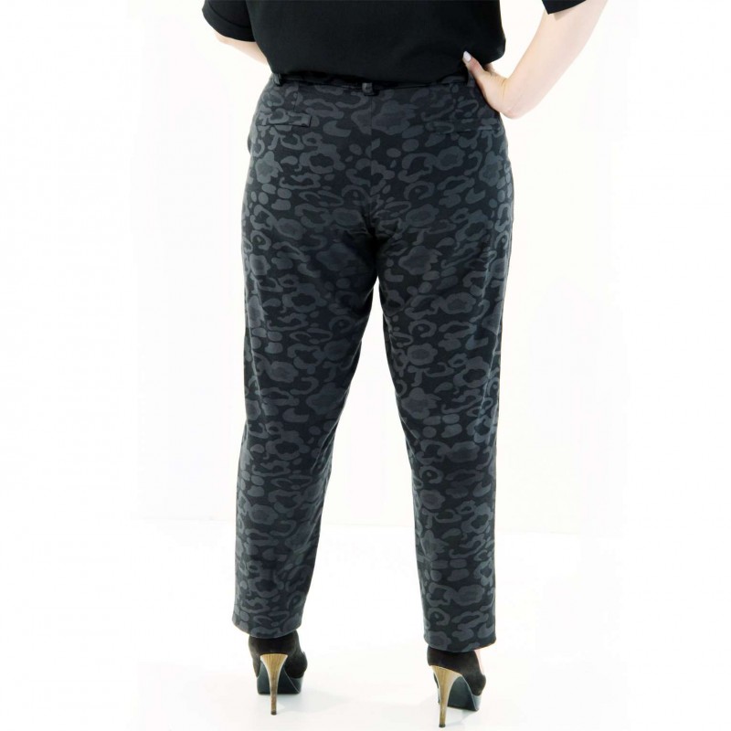Calça Jacquard Preto Plus Size