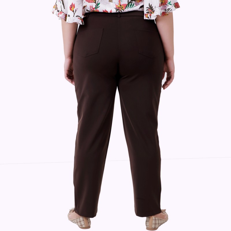 Calça Malha Marrom Plus Size