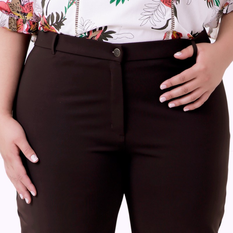 Calça Malha Marrom Plus Size