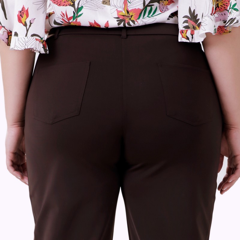 Calça Malha Marrom Plus Size