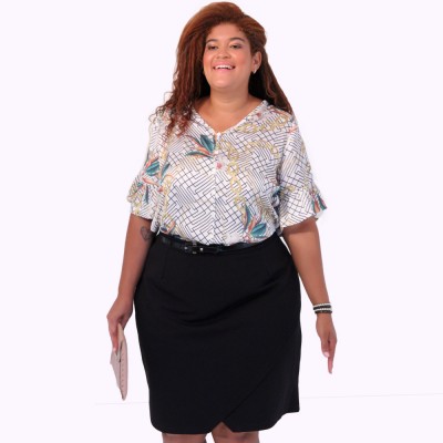 Blusa Nalim Cetim Plus Size