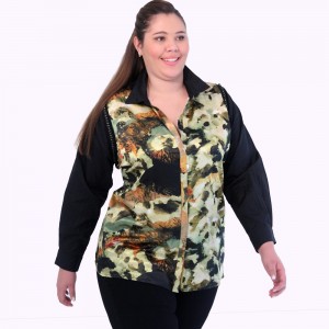 Camisa Aisha Cetim Plus Size