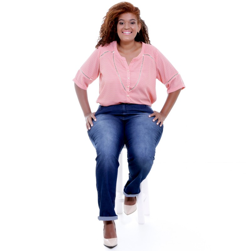 Camisa Brandi Pink Ajhur Plus Size