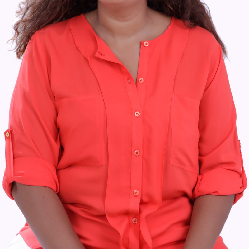 Camisa Géorgia Coral Aba Plus Size