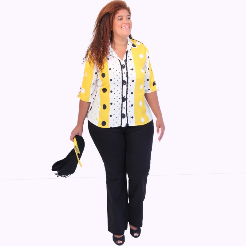 Camisa Poáh Pietra Plus Size