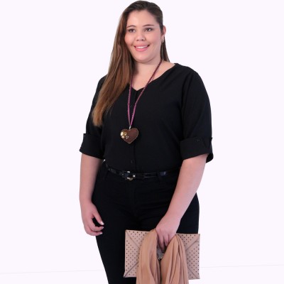 Camisa Preta Heidi Plus Size