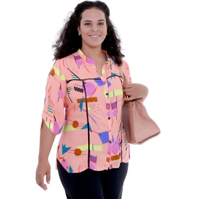 Camisa Rosa Martina Ajhur Plus Size