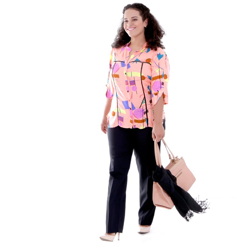 Camisa Rosa Martina Ajhur Plus Size