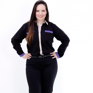 Camisa três Cores Manga Longa Plus Size