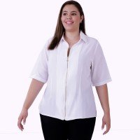 Camisa Zipper Lenda Branco Plus Size Camisa Zipper Lenda Branco Plus Size