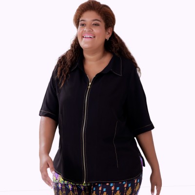 Camisa Zipper Lenda Plus Size