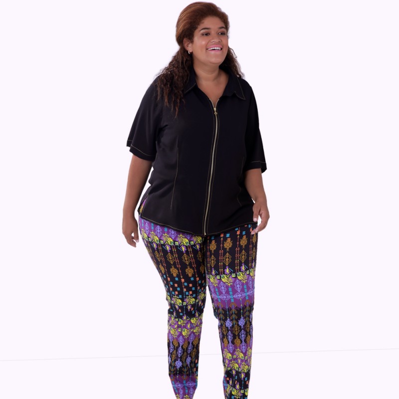 Camisa Zipper Lenda Plus Size
