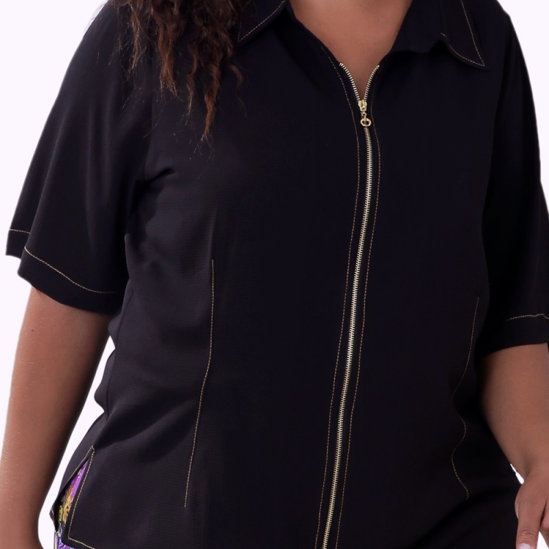 Camisa Zipper Lenda Plus Size