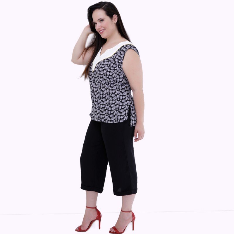 Regata Decote Bicolor Plus Size 