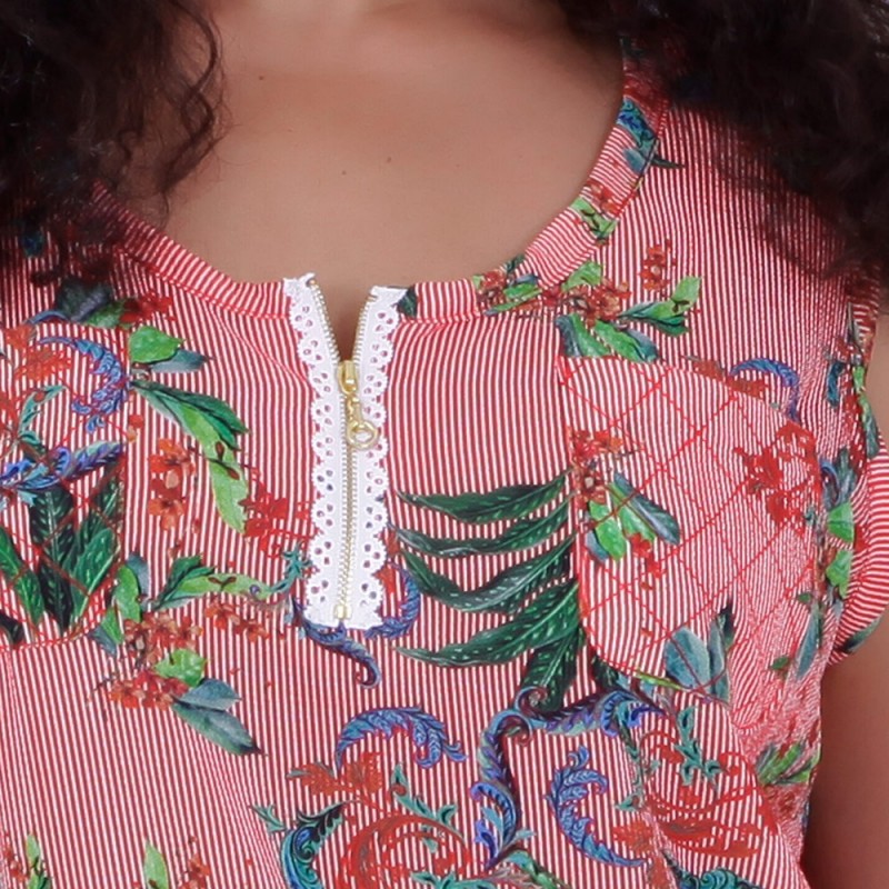 Regata Floral Franciele Zipper Plus Size