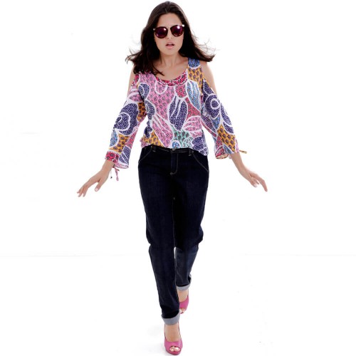 Blusa Decote U Manga Fenda