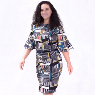 Vestido Geométrico Glória Plus Size