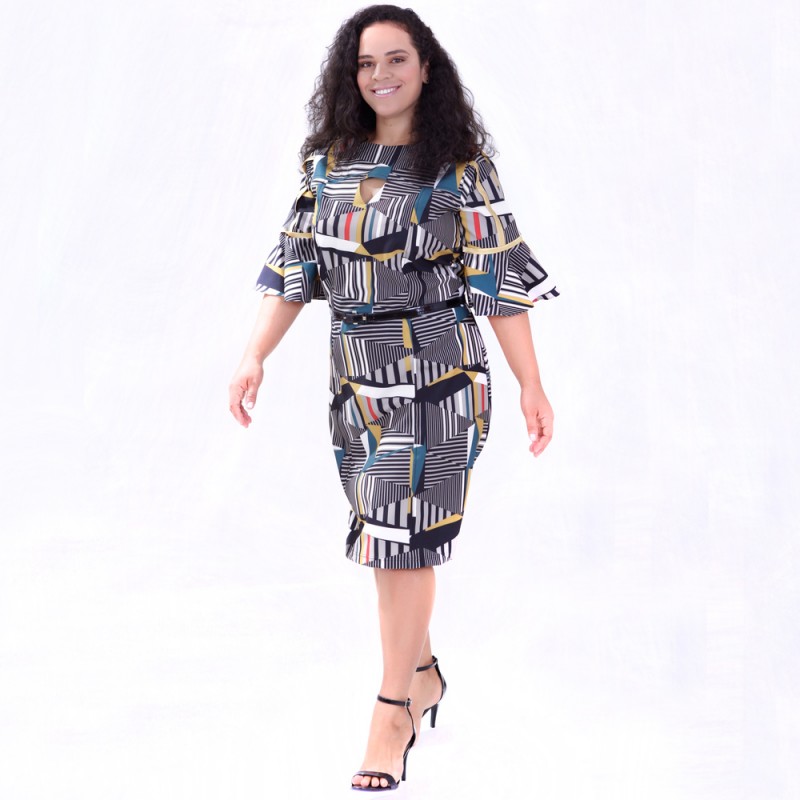 Vestido Geométrico Glória Plus Size
