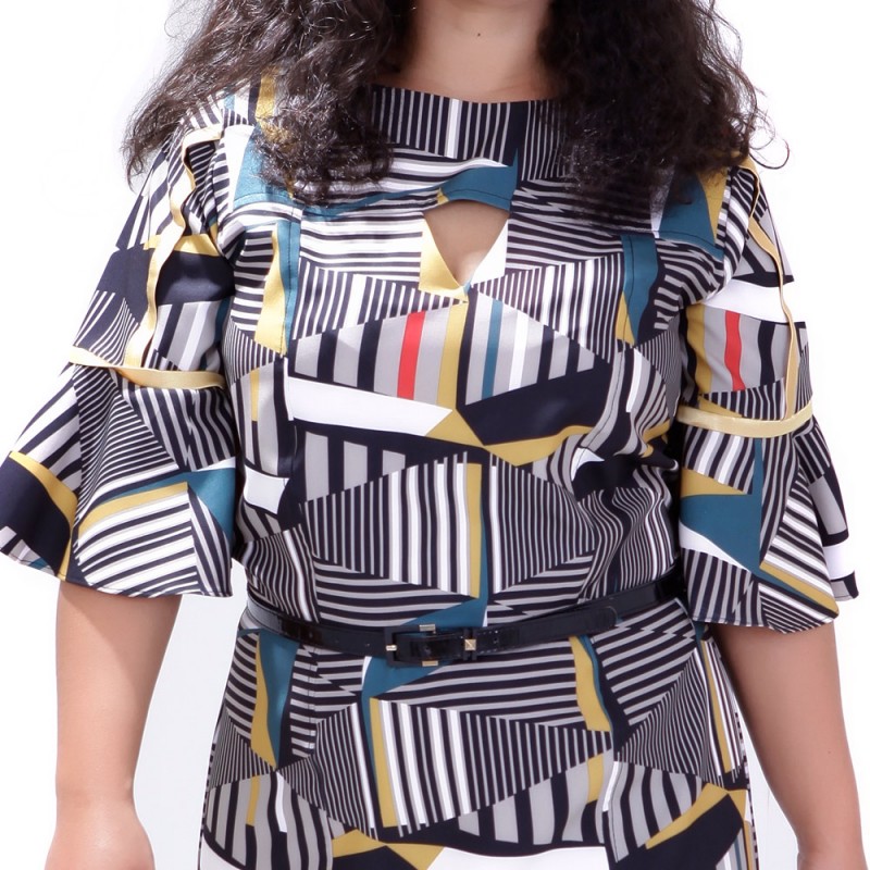 Vestido Geométrico Glória Plus Size