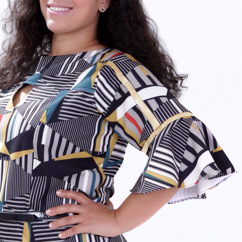 Vestido Geométrico Glória Plus Size