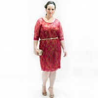 Vestido Renda Ouro Plus Size