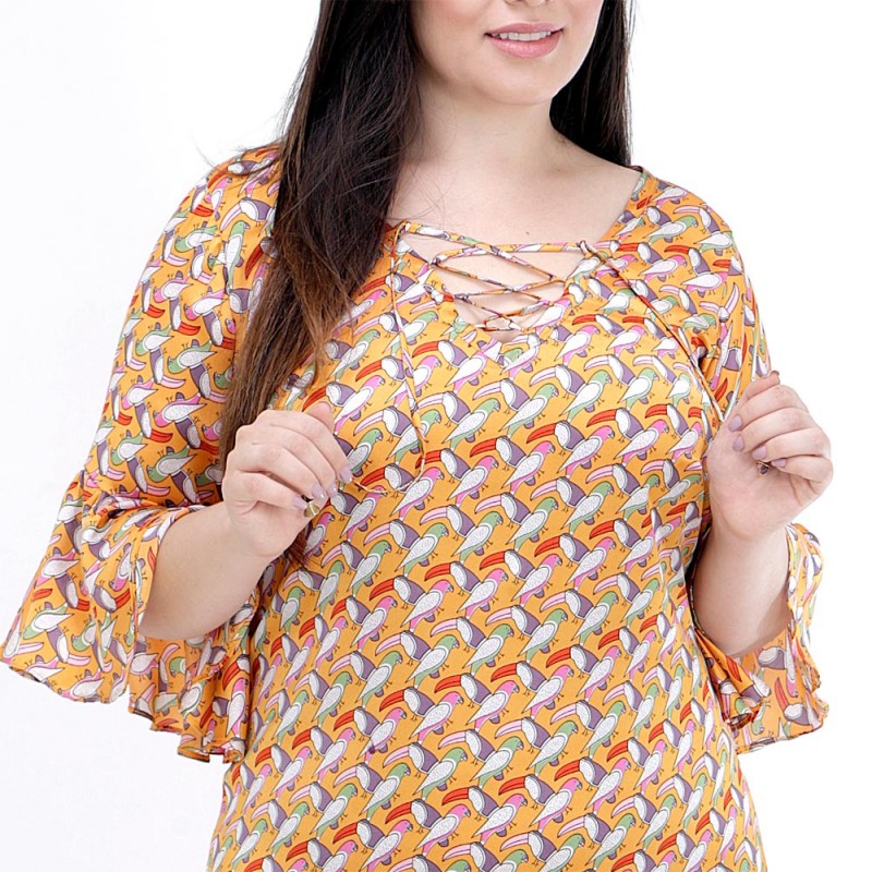 Vestido Tucanos Decote Zig Zag Plus Size